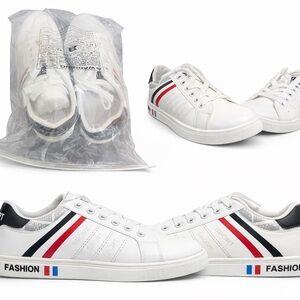 White Fashion Sneakers with Red and Blue Accents